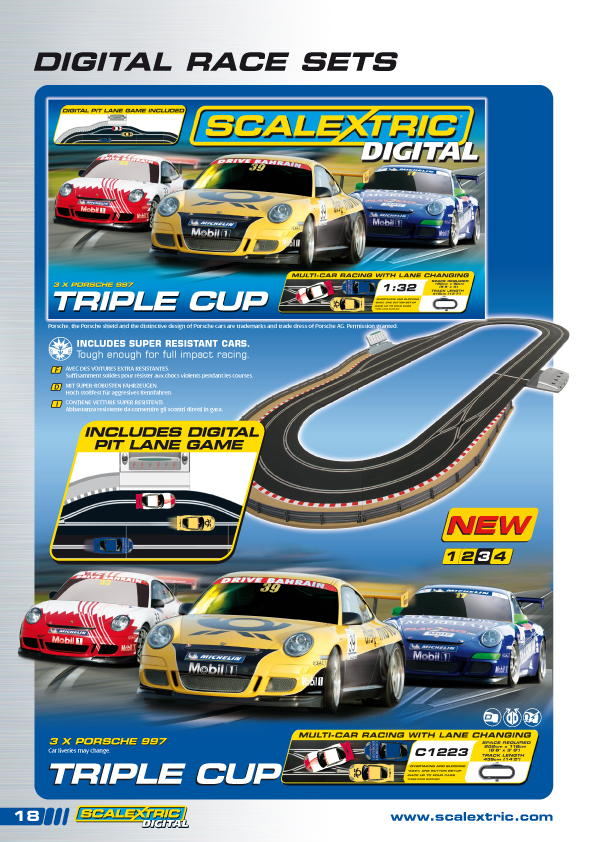 SCALEXTRIC digital digital set   triple Porsche cup